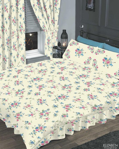 Liz blau creme blumen rosa - blau,